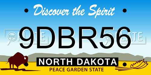9DBR56 North Dakota License Plate