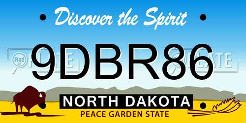 9DBR86 North Dakota License Plate