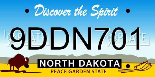 9DDN701 North Dakota License Plate