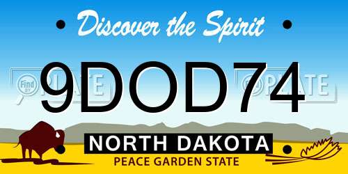 9DOD74 North Dakota License Plate