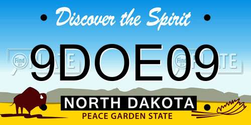 9DOE09 North Dakota License Plate