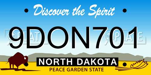 9DON701 North Dakota License Plate