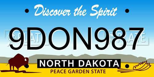 9DON987 North Dakota License Plate