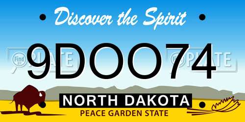 9DOO74 North Dakota License Plate