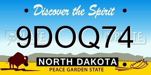 9DOQ74 North Dakota License Plate