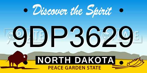 9DP3629 North Dakota License Plate