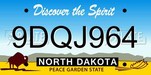 9DQJ964 North Dakota License Plate
