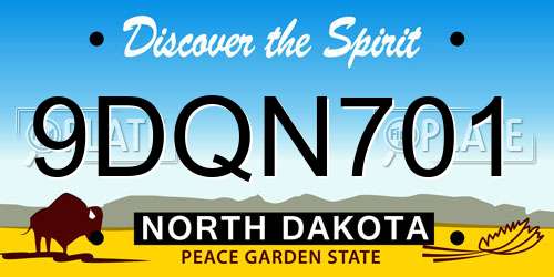 9DQN701 North Dakota License Plate