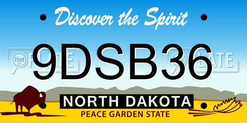 9DSB36 North Dakota License Plate
