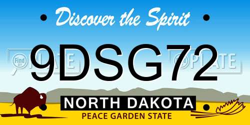 9DSG72 North Dakota License Plate
