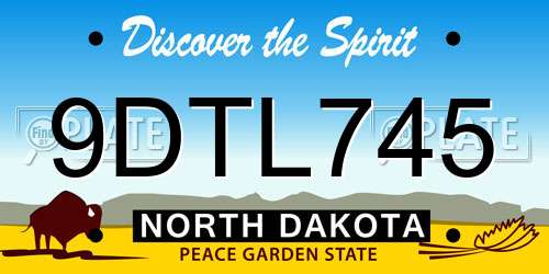 9DTL745 North Dakota License Plate