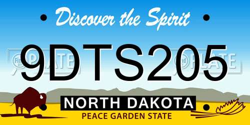 9DTS205 North Dakota License Plate