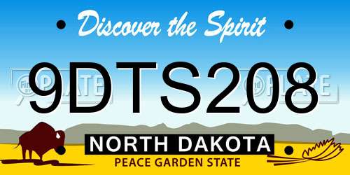 9DTS208 North Dakota License Plate