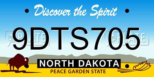 9DTS705 North Dakota License Plate
