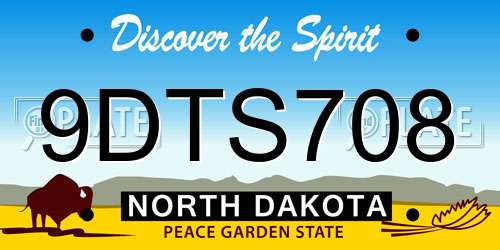 9DTS708 North Dakota License Plate