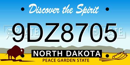 9DZ8705 North Dakota License Plate
