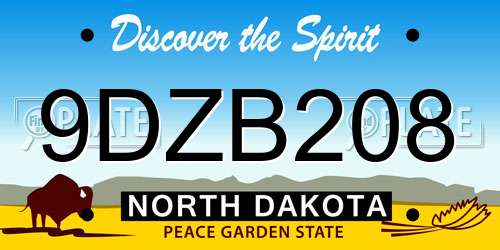 9DZB208 North Dakota License Plate