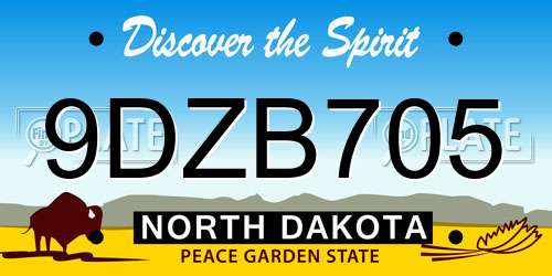 9DZB705 North Dakota License Plate