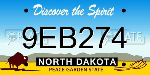 9EB274 North Dakota License Plate