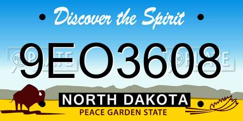 9EO3608 North Dakota License Plate