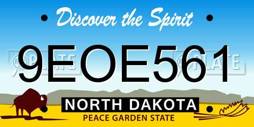 9EOE561 North Dakota License Plate