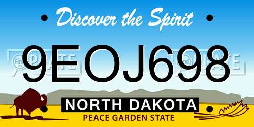 9EOJ698 North Dakota License Plate