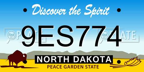 9ES774 North Dakota License Plate