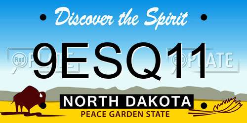 9ESQ11 North Dakota License Plate