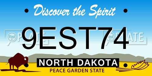9EST74 North Dakota License Plate