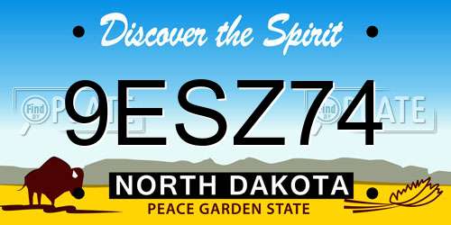 9ESZ74 North Dakota License Plate
