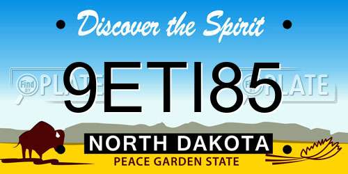 9ETI85 North Dakota License Plate
