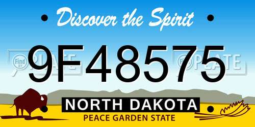 9F48575 North Dakota License Plate