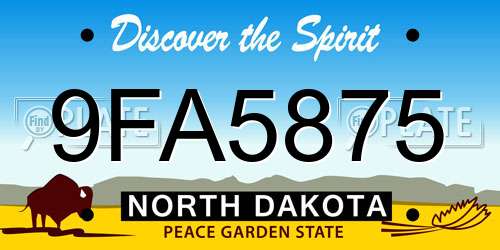 9FA5875 North Dakota License Plate