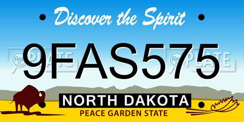 9FAS575 North Dakota License Plate