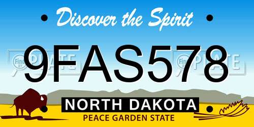 9FAS578 North Dakota License Plate