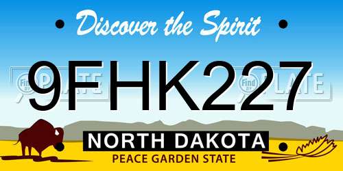 9FHK227 North Dakota License Plate