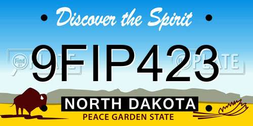 9FIP423 North Dakota License Plate