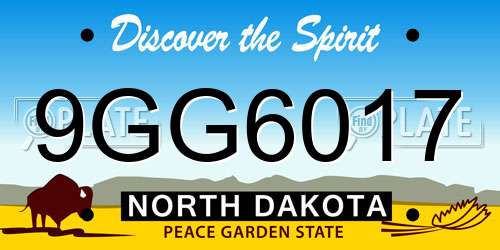 9GG6017 North Dakota License Plate