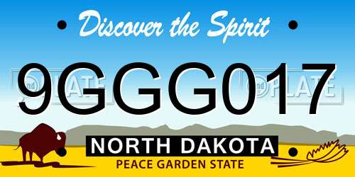 9GGG017 North Dakota License Plate