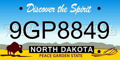 9GP8849 North Dakota License Plate