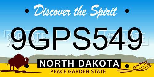 9GPS549 North Dakota License Plate