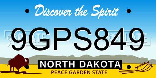 9GPS849 North Dakota License Plate