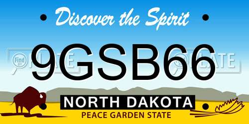 9GSB66 North Dakota License Plate