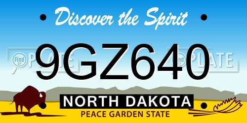 9GZ640 North Dakota License Plate
