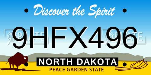 9HFX496 North Dakota License Plate