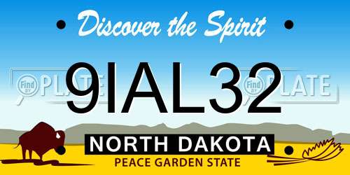 9IAL32 North Dakota License Plate