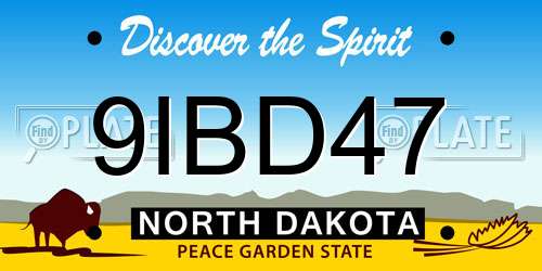 9IBD47 North Dakota License Plate