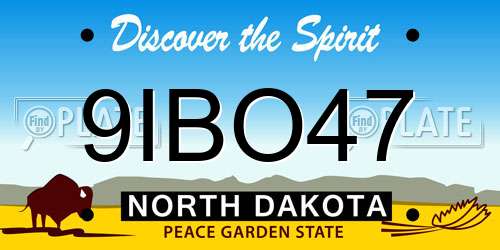 9IBO47 North Dakota License Plate