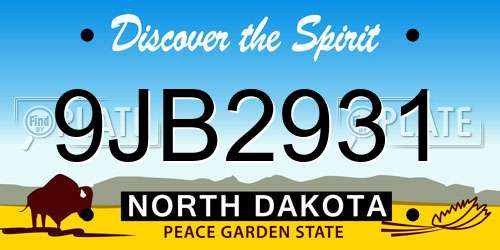 9JB2931 North Dakota License Plate