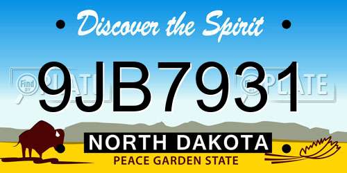 9JB7931 North Dakota License Plate